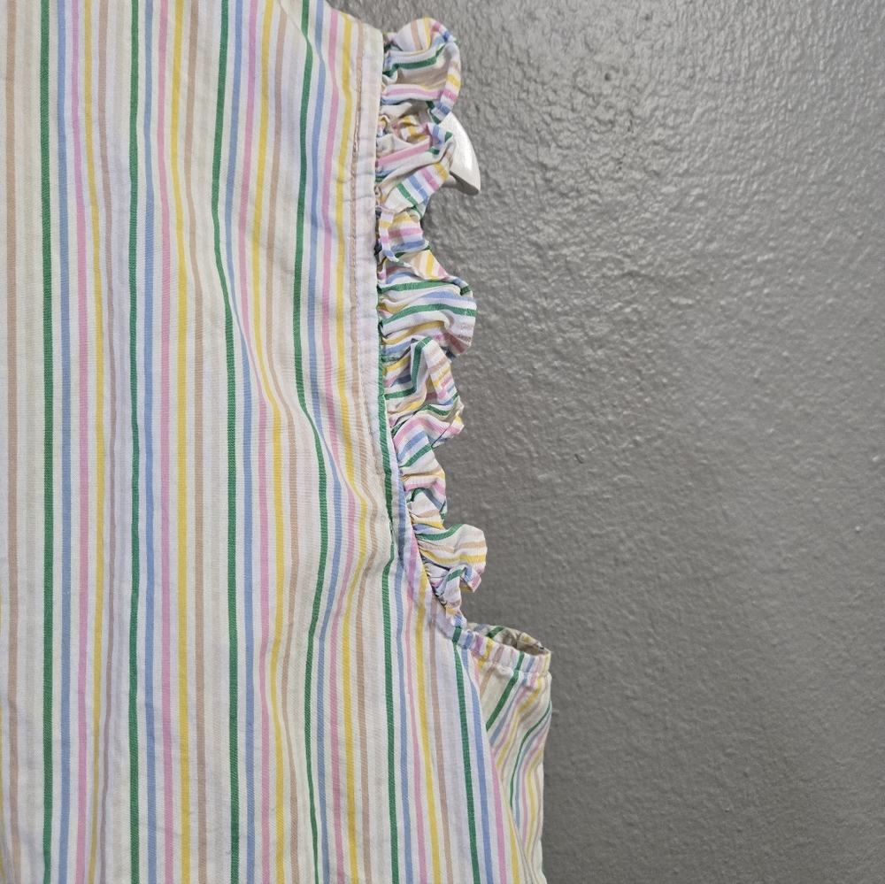 J Crew Factory Multi Color Pinstripe Ruffle Blouse Size 18 - Picture 15 of 15